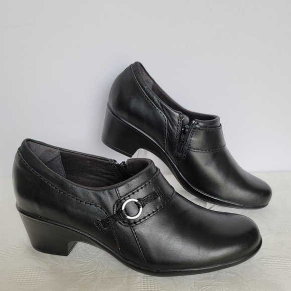 CLARKS Genette Curve Leather Slip-On Shoes- Black color- Women's Size 9.5M - Picture 6 of 13